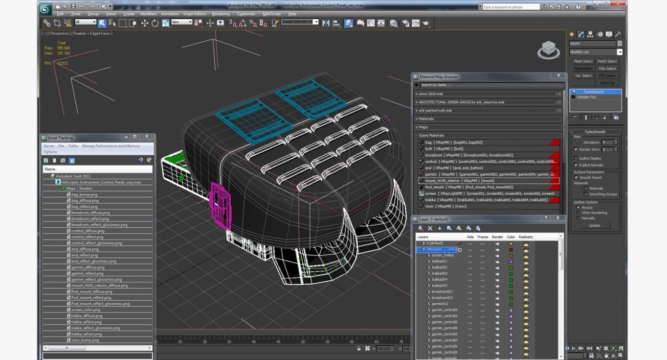 3D model Helicopter Instrument Control Panel