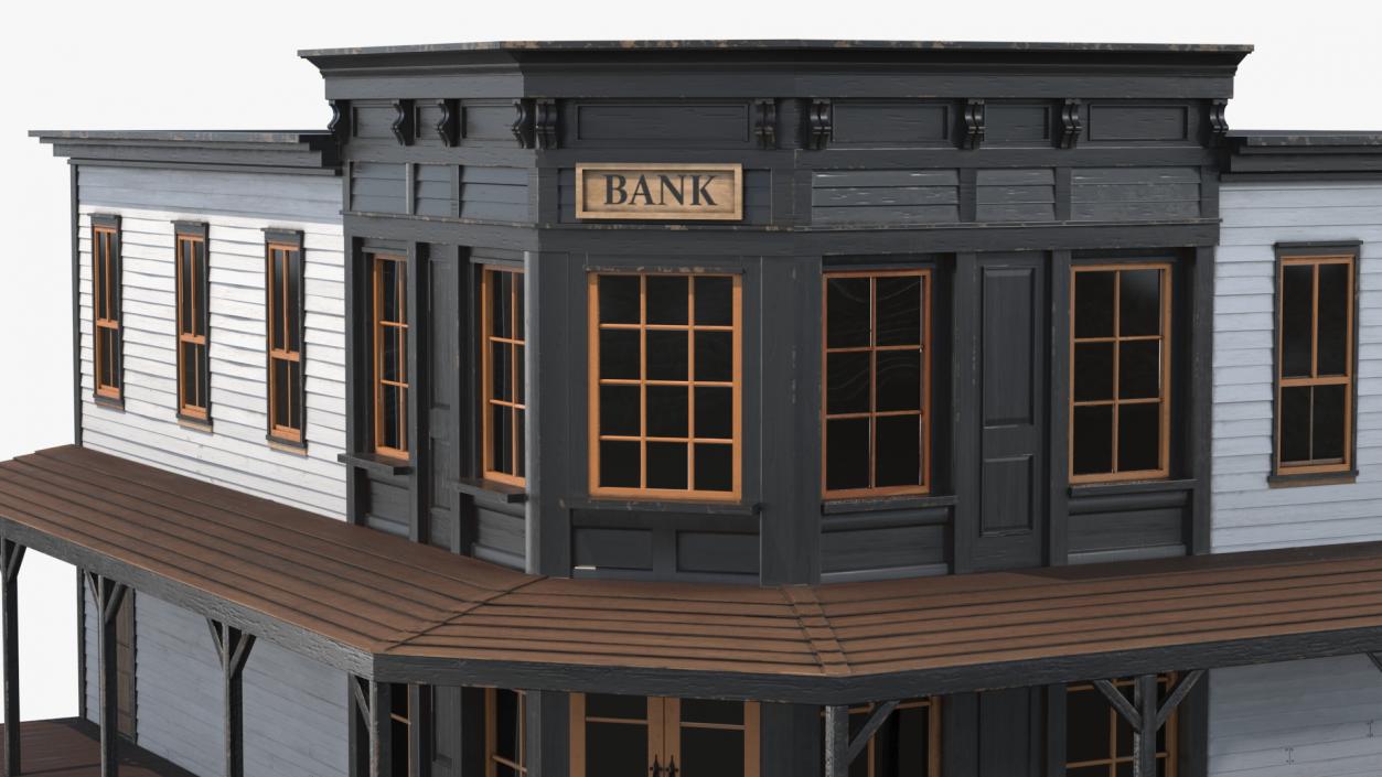 Historical Bank Office Wild West 3D