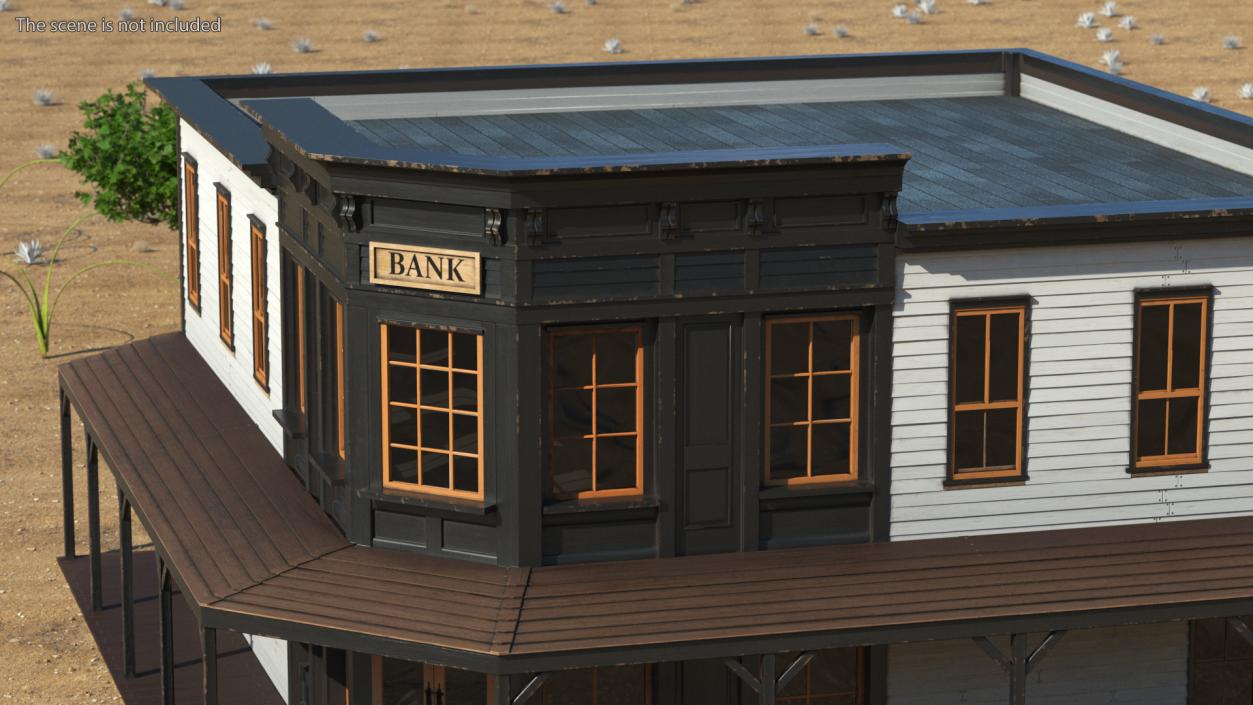 Historical Bank Office Wild West 3D