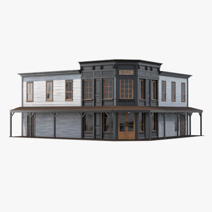 Historical Bank Office Wild West 3D