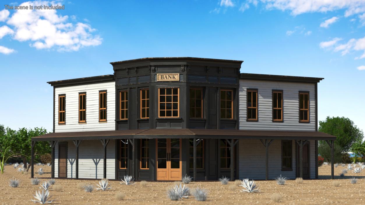 Historical Bank Office Wild West 3D