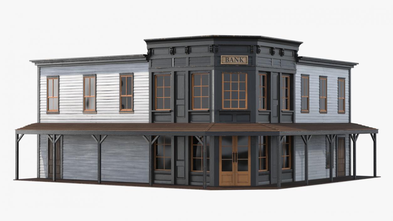 Historical Bank Office Wild West 3D