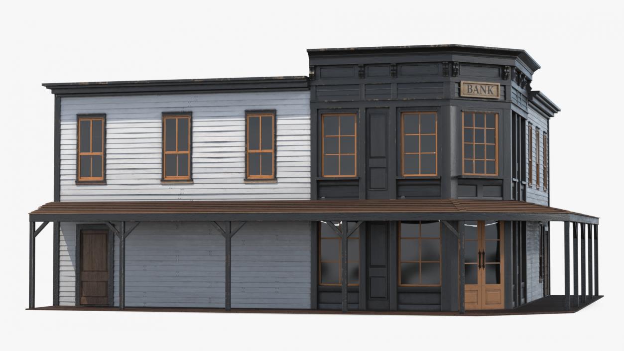 Historical Bank Office Wild West 3D