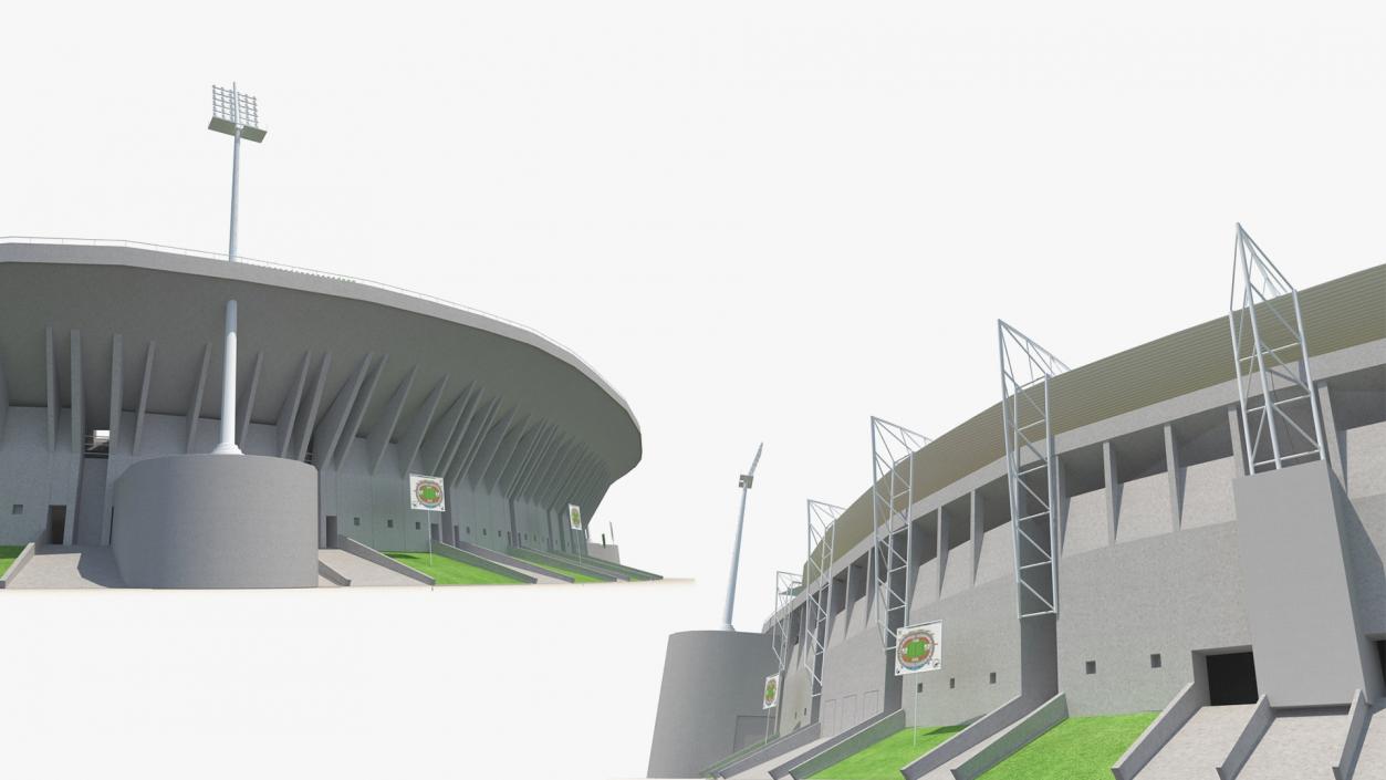 Royal Bafokeng Stadium with Rugby Equipment Collection 3D model