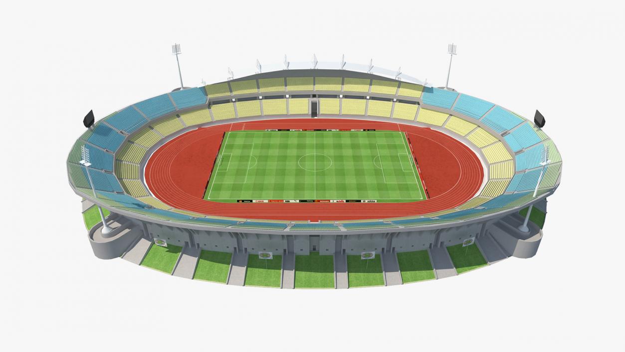 Royal Bafokeng Stadium with Rugby Equipment Collection 3D model