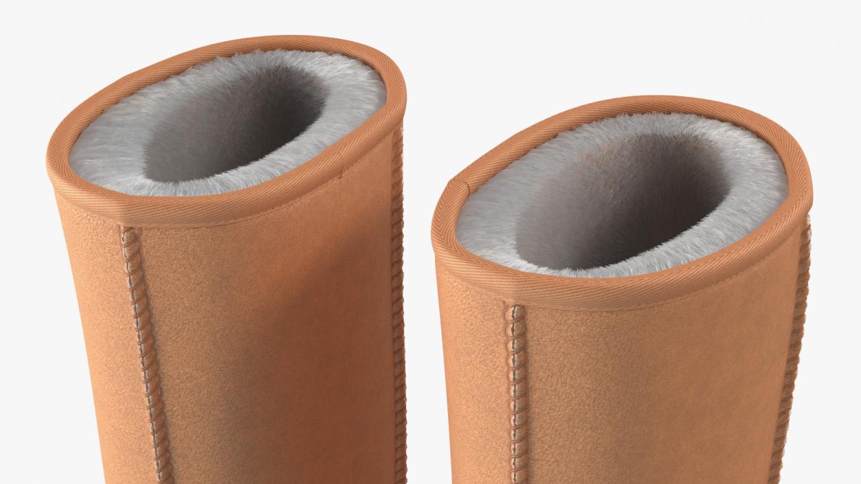 Classic Tall Leather Sheepskin Boots Fur Chestnut 3D model