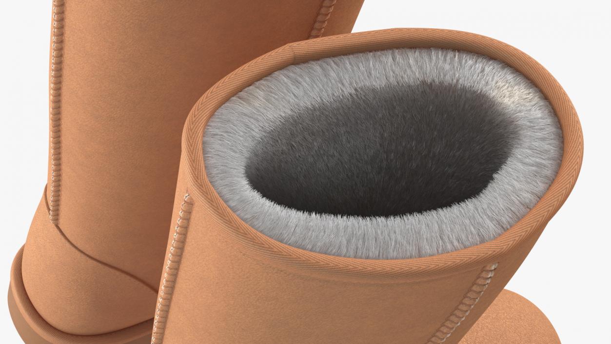 Classic Tall Leather Sheepskin Boots Fur Chestnut 3D model