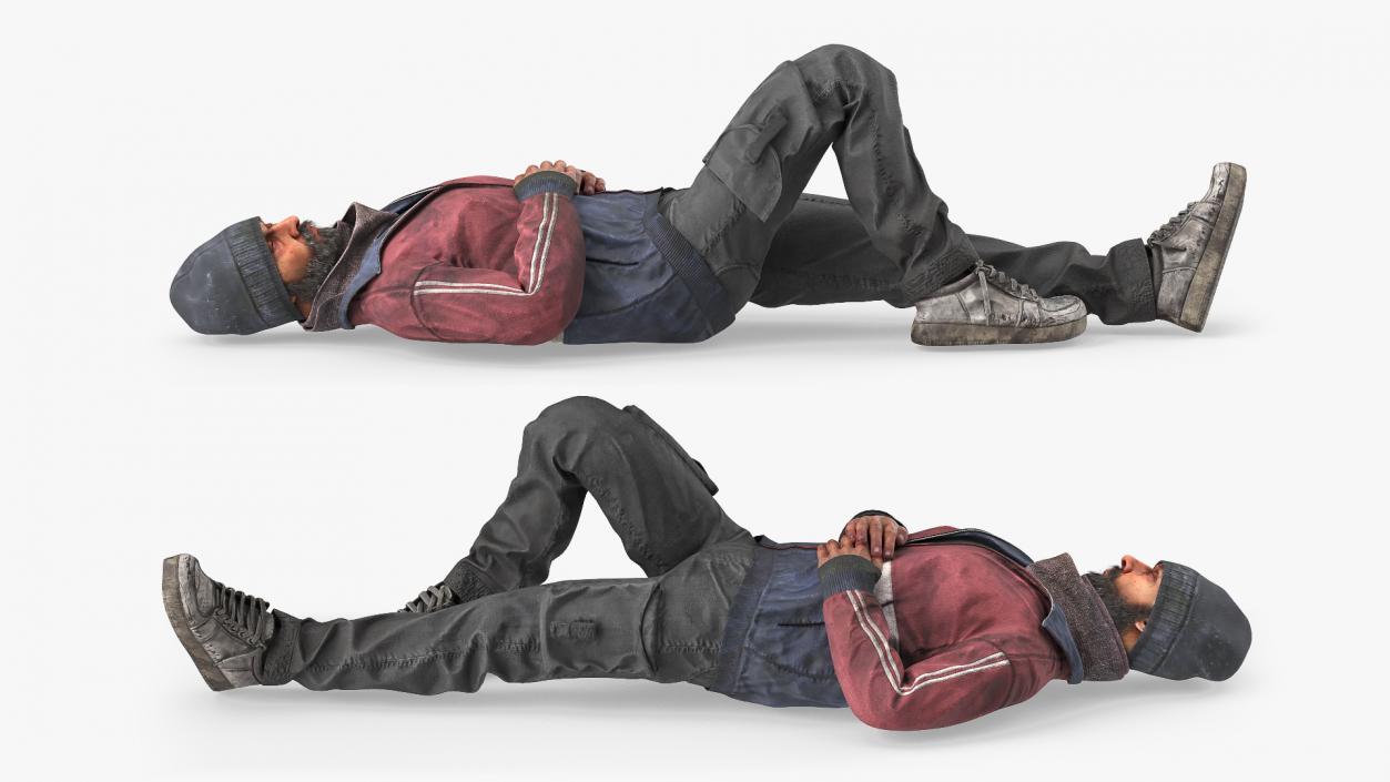 3D Sleeping Homeless Man