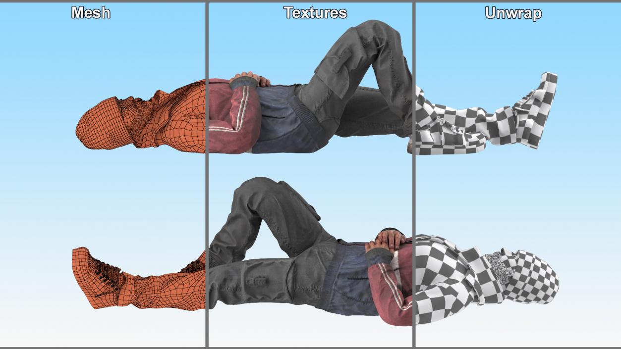 3D Sleeping Homeless Man