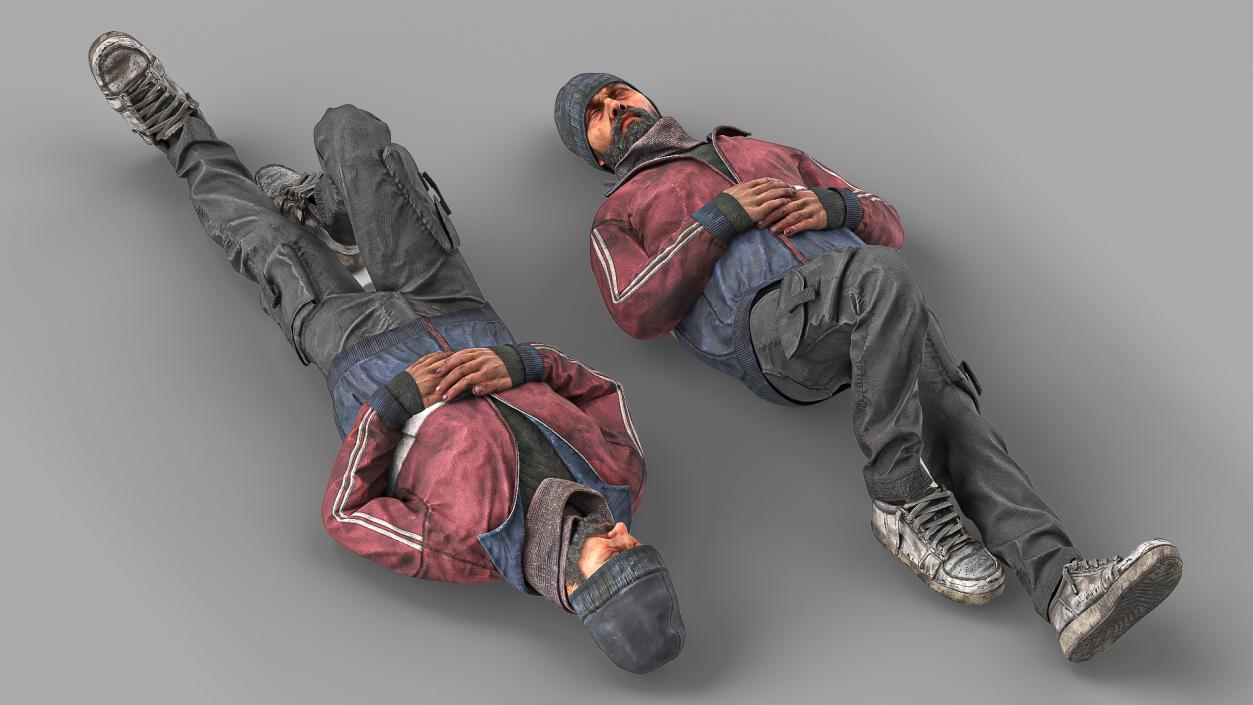 3D Sleeping Homeless Man