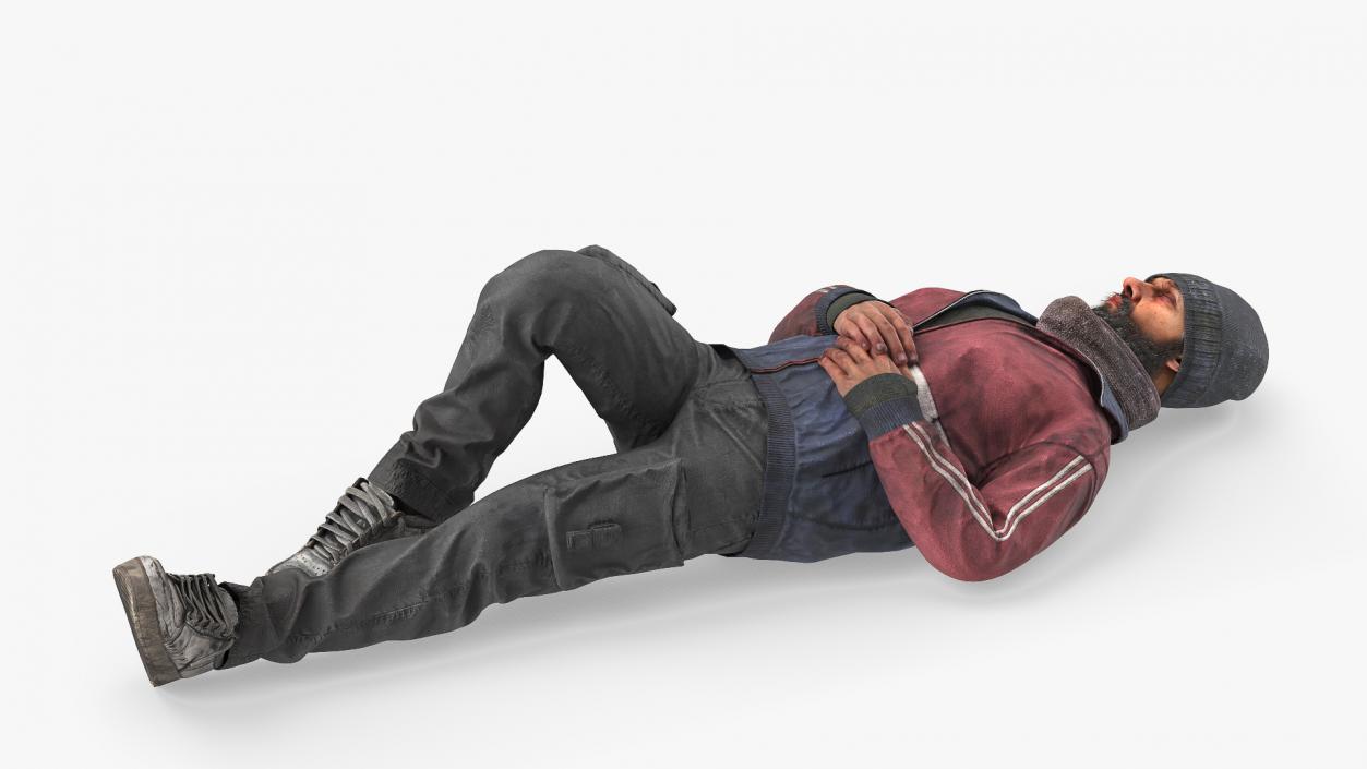 3D Sleeping Homeless Man