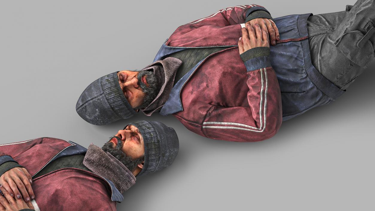 3D Sleeping Homeless Man