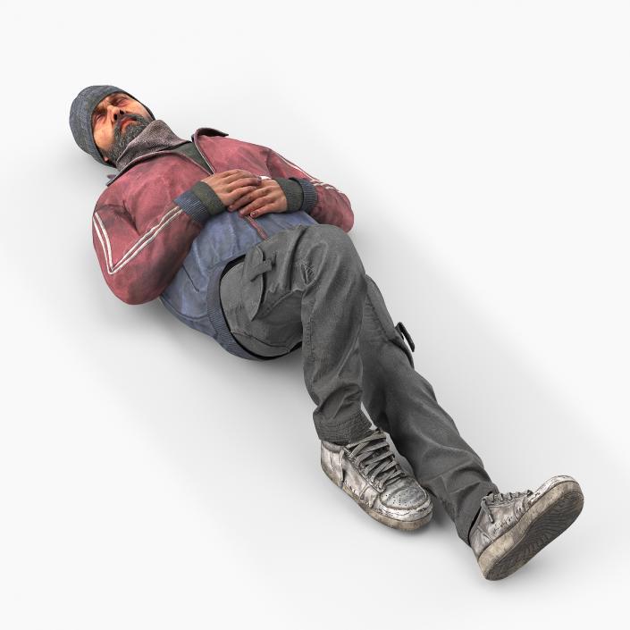 3D Sleeping Homeless Man