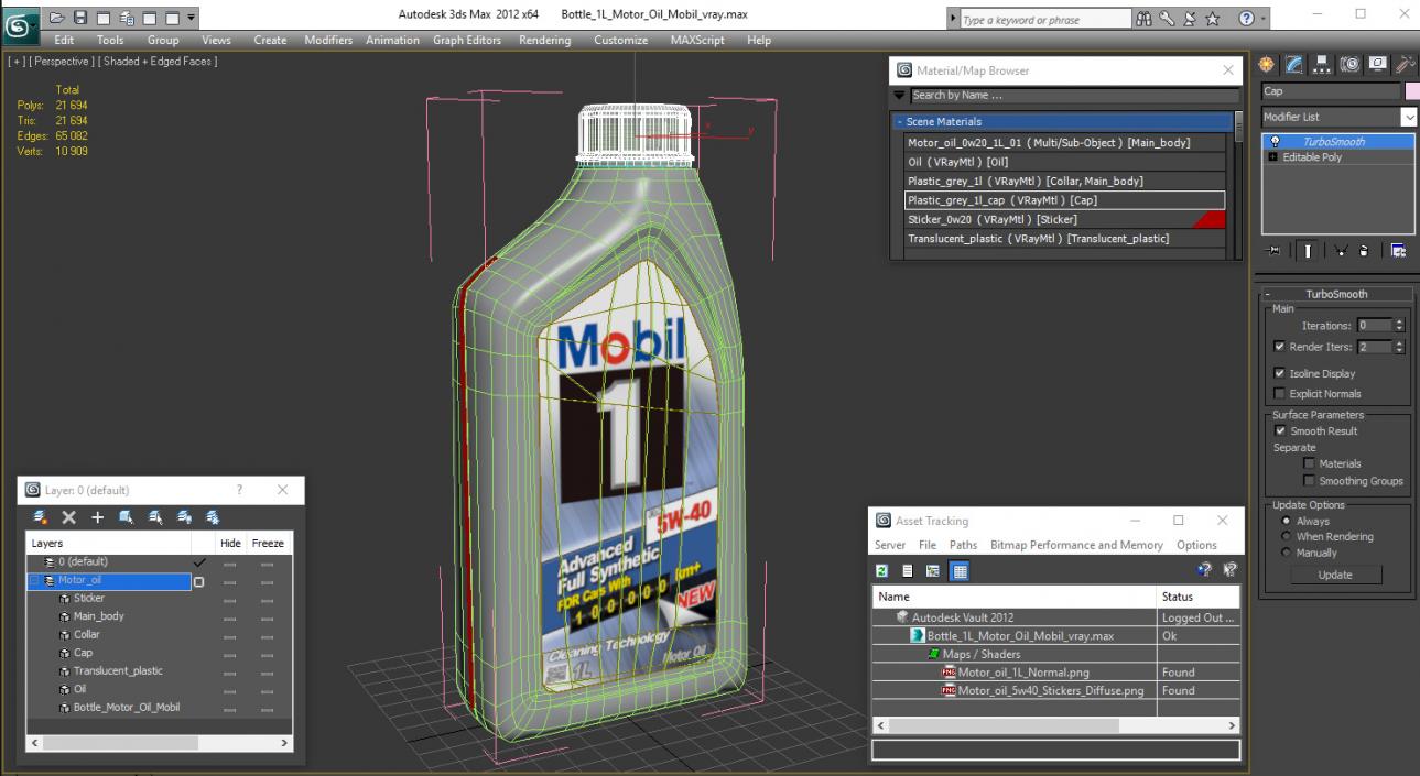 3D model Bottle 1L Motor Oil Mobil