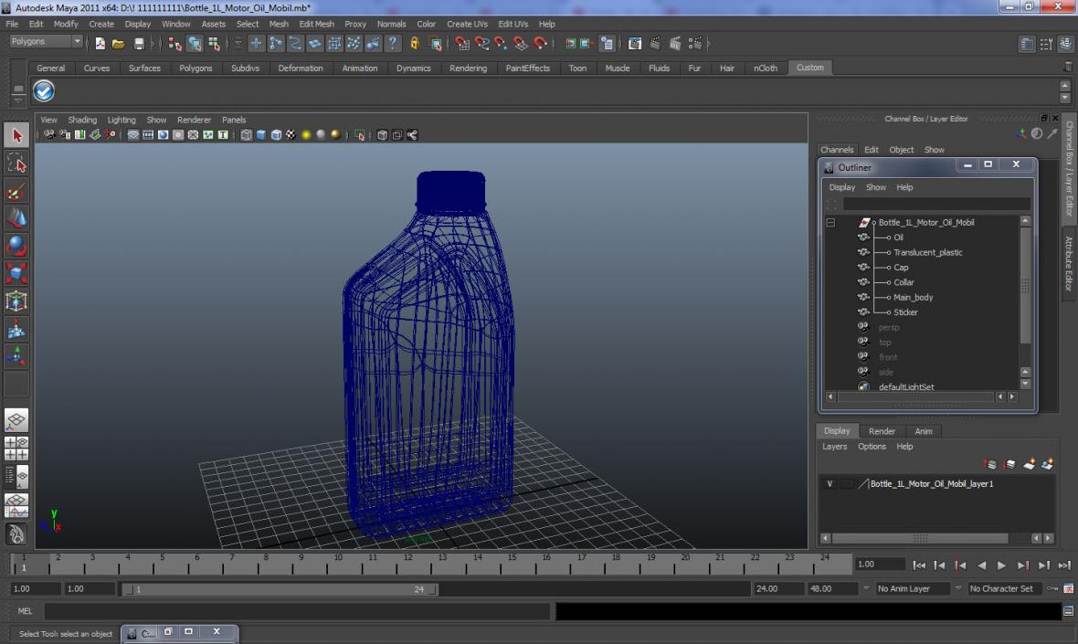 3D model Bottle 1L Motor Oil Mobil