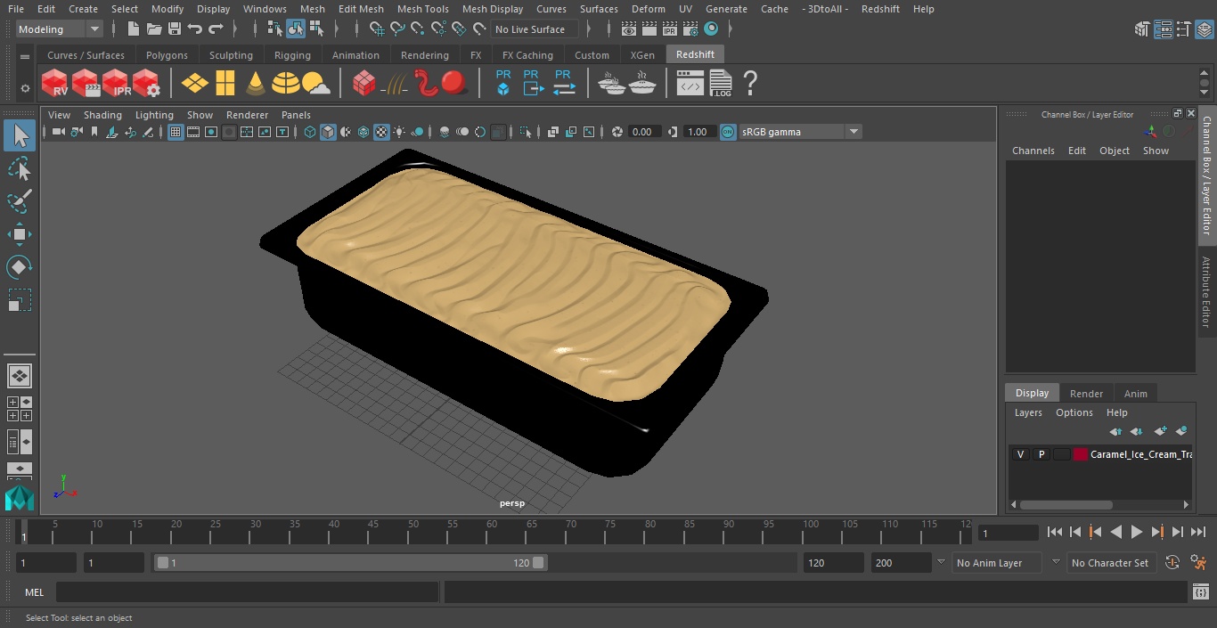 3D model Caramel Ice Cream Tray Untouched Surface