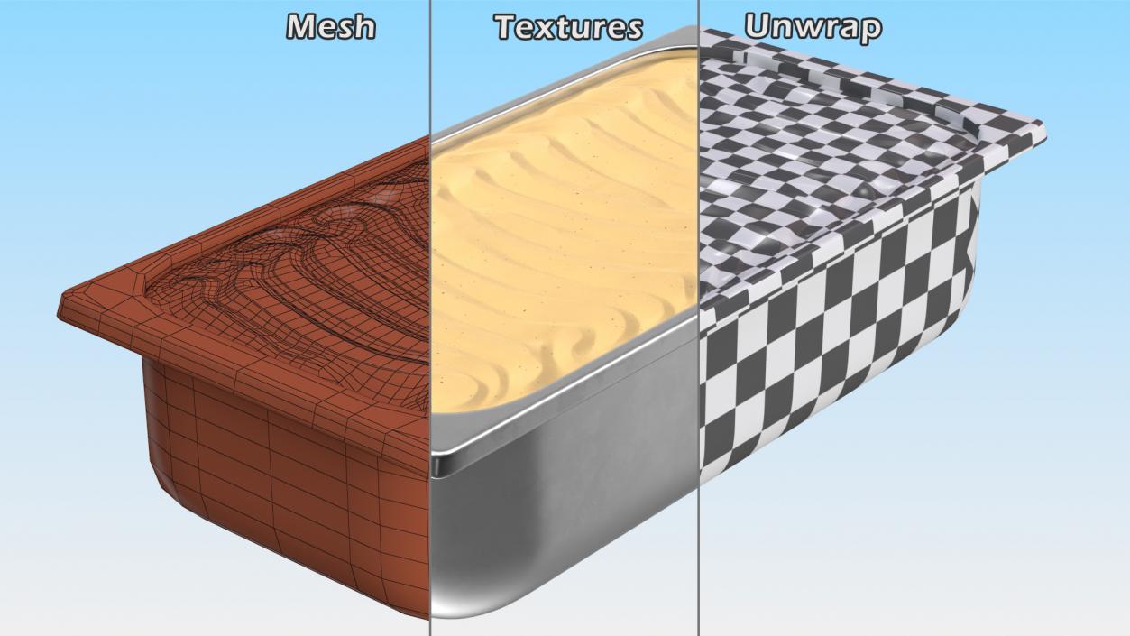 3D model Caramel Ice Cream Tray Untouched Surface