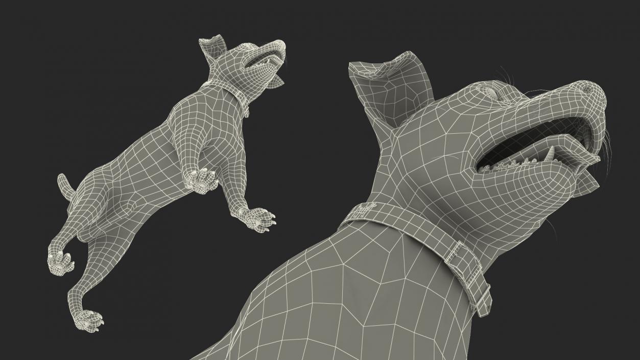 3D Spotted Jack Russell Terrier Attention Pose model