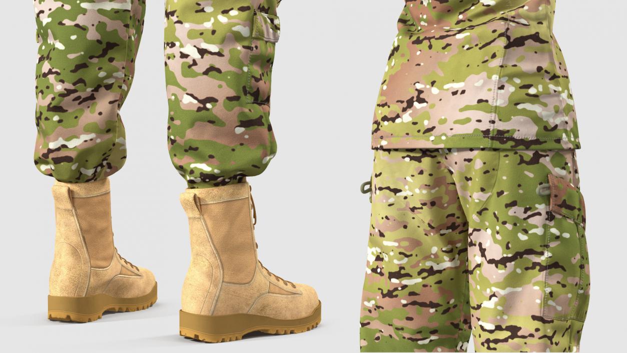 3D Female US Soldier Camouflage Uniform