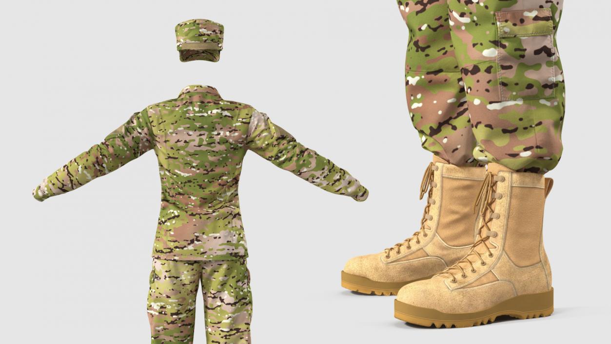 3D Female US Soldier Camouflage Uniform