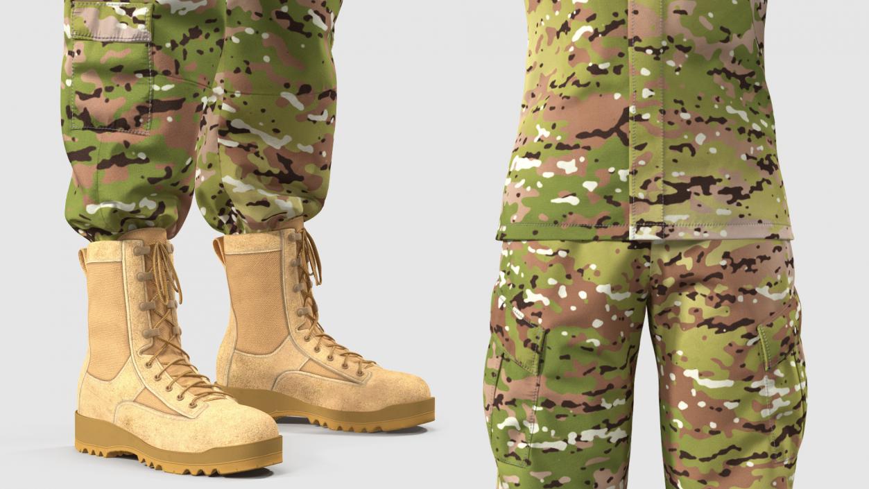 3D Female US Soldier Camouflage Uniform