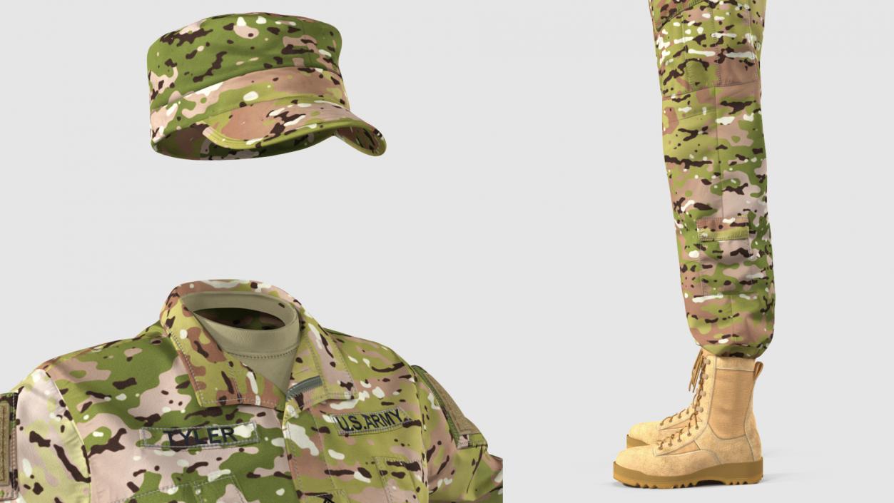 3D Female US Soldier Camouflage Uniform