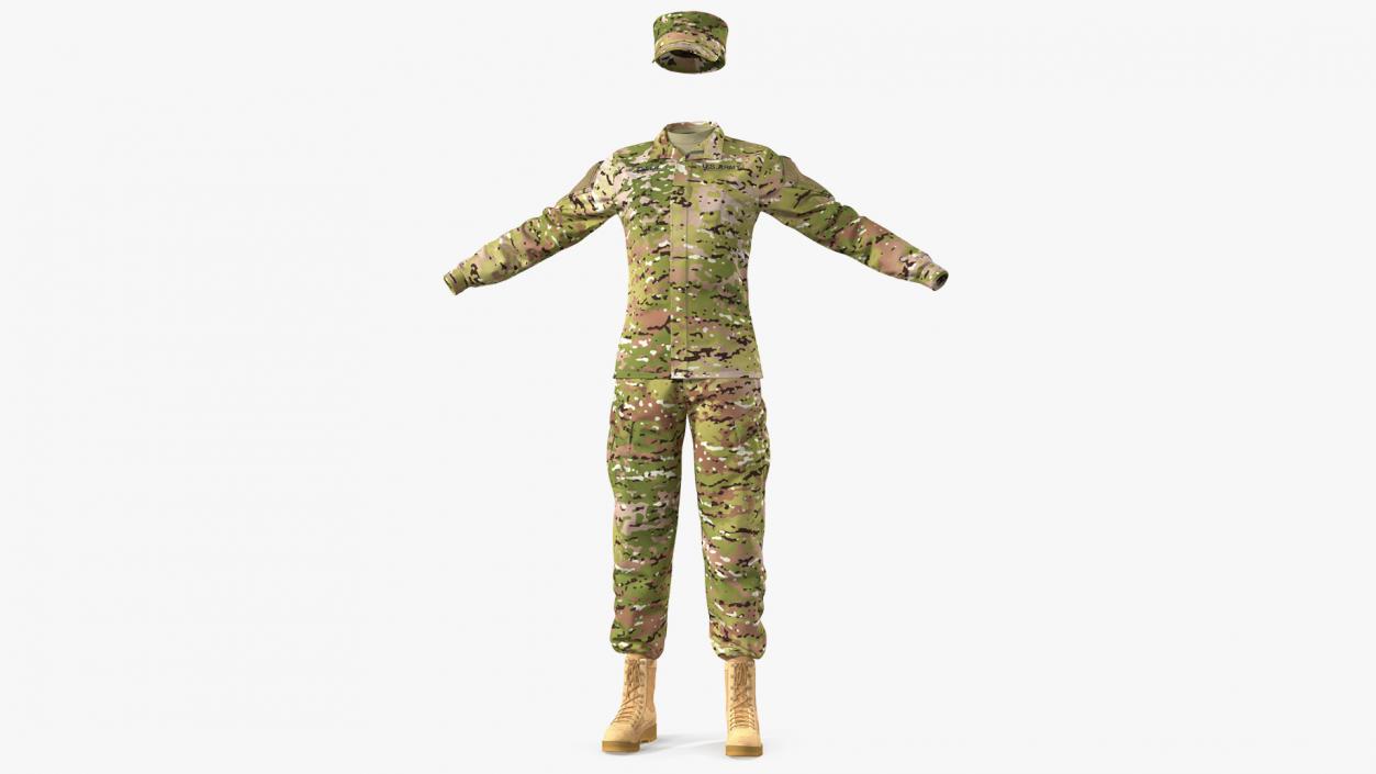 3D Female US Soldier Camouflage Uniform