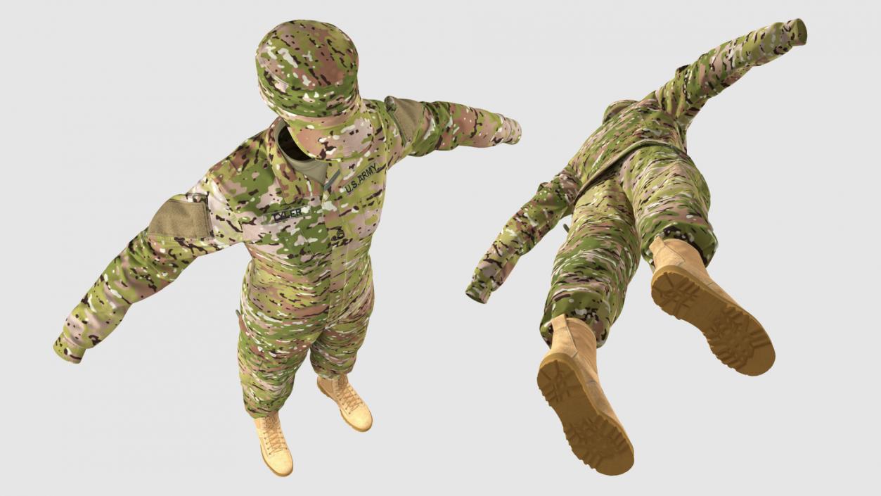 3D Female US Soldier Camouflage Uniform