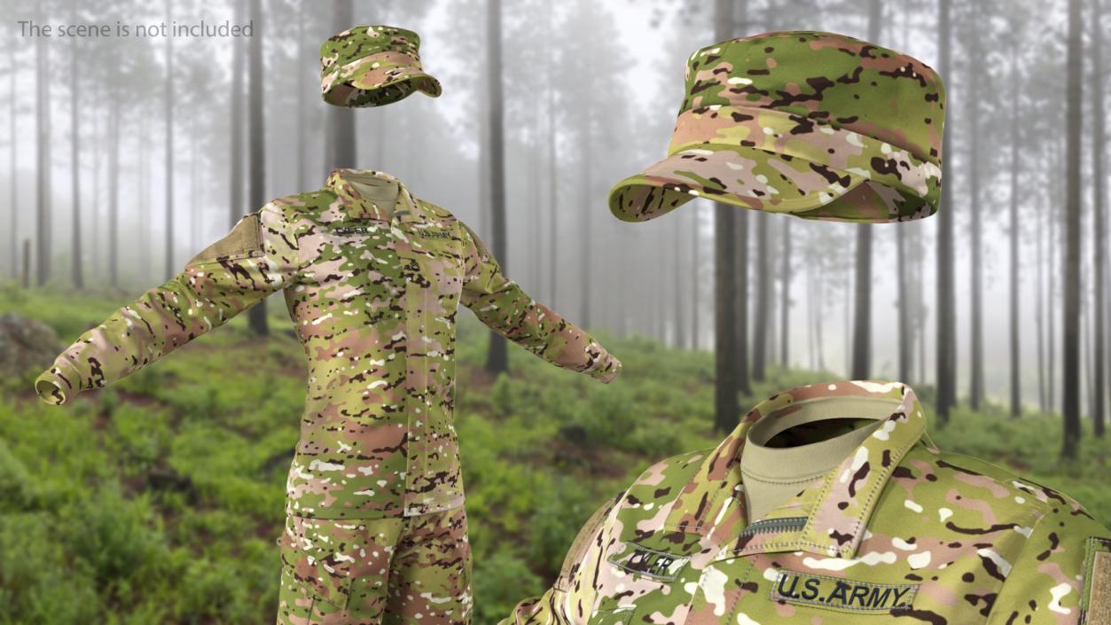 3D Female US Soldier Camouflage Uniform