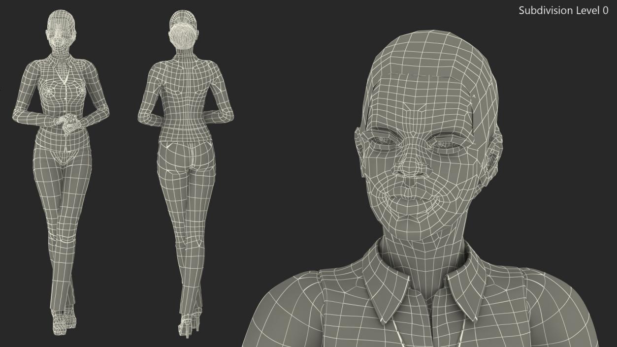 3D model Light Skin Business Style Woman Standing Pose