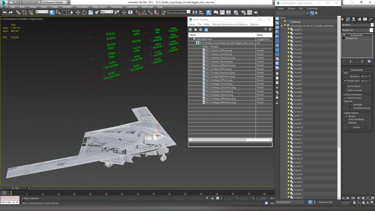 3D B-21 Raider Long-Range Aircraft Rigged model