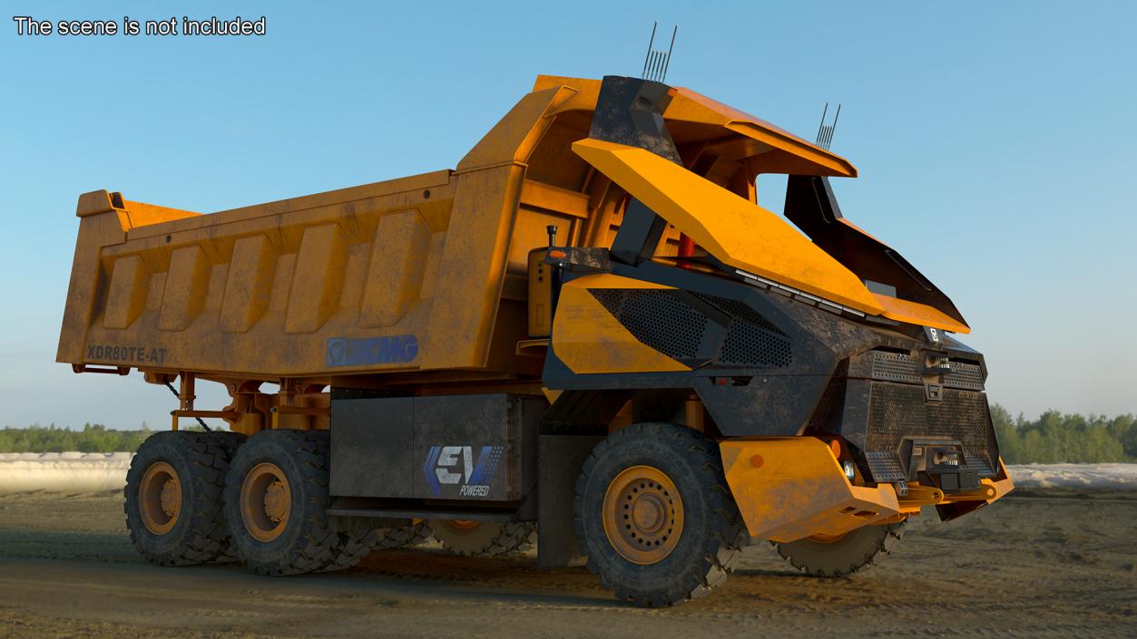 3D Electric Autonomous Dump Truck XCMG Dirty Rigged model