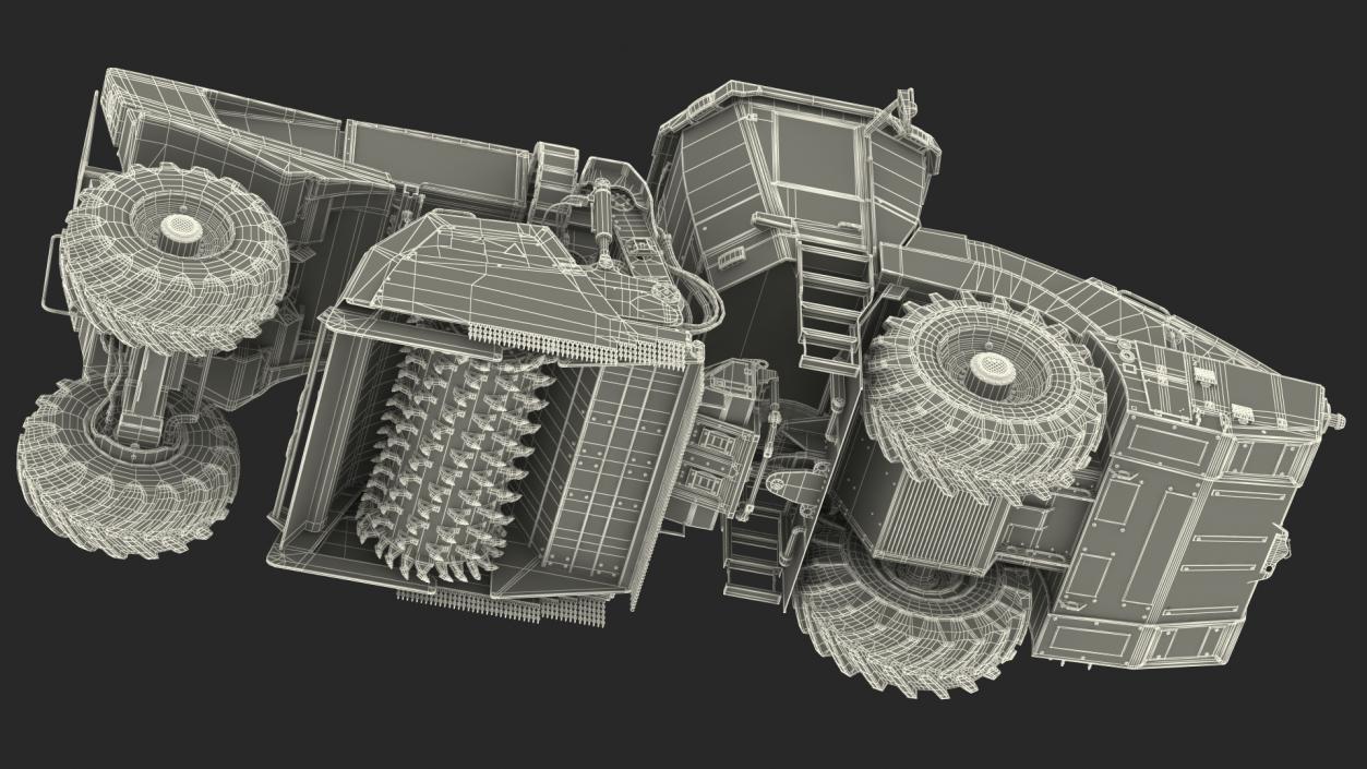 3D model Road Recycler and Soil Stabilizer Rigged