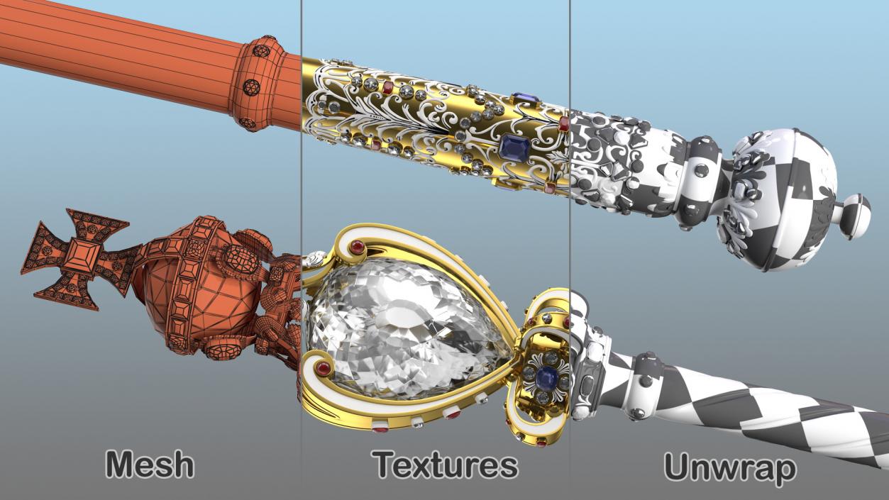 3D The Sovereigns Sceptre with Cross model