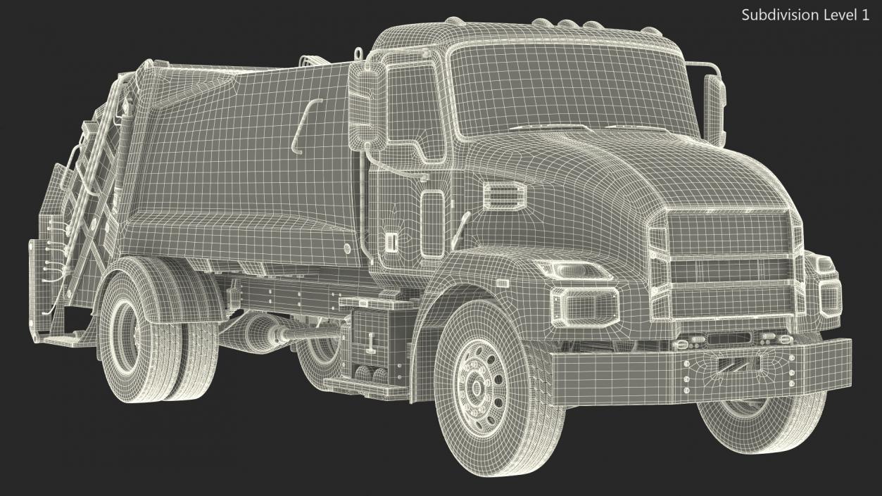 Medium-Duty Garbage Truck Rigged 3D