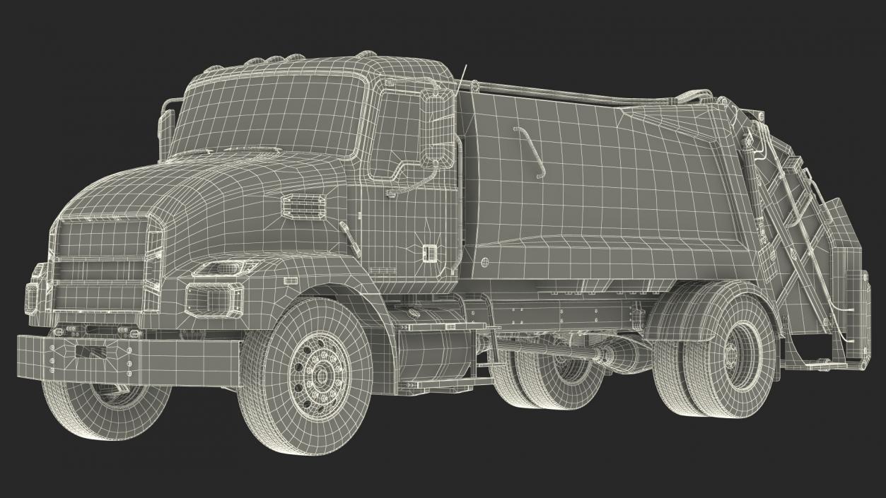 Medium-Duty Garbage Truck Rigged 3D