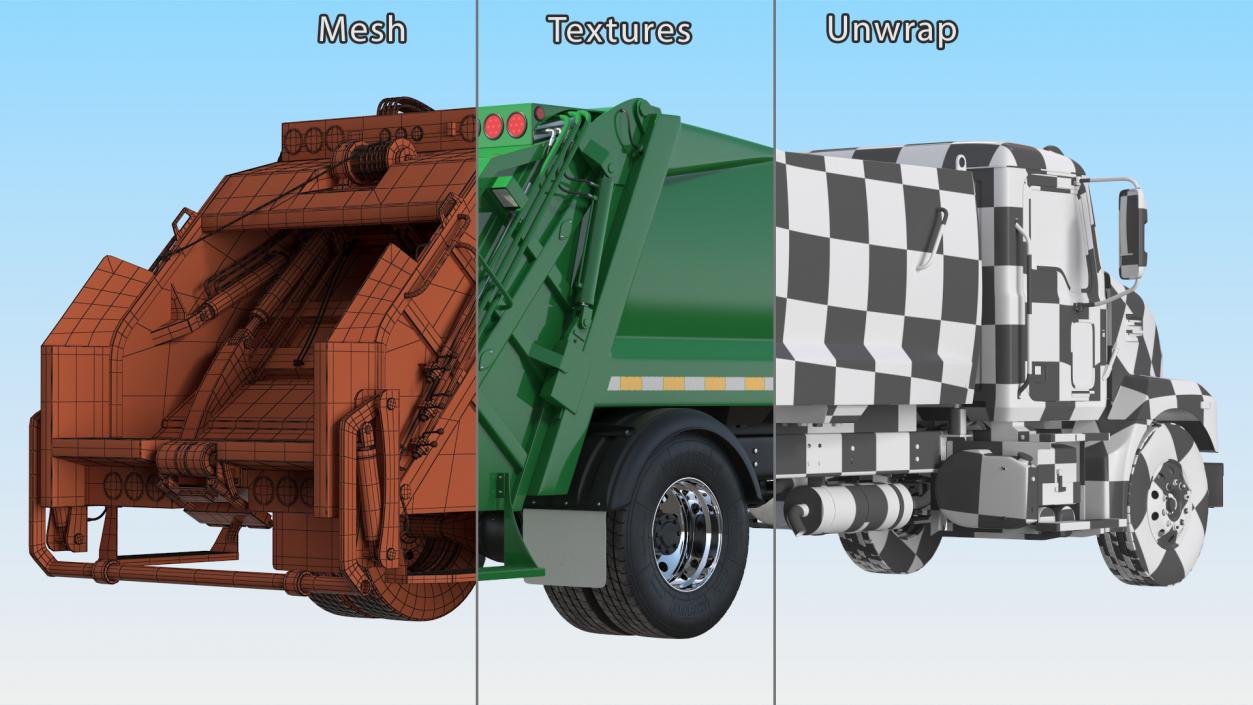 Medium-Duty Garbage Truck Rigged 3D