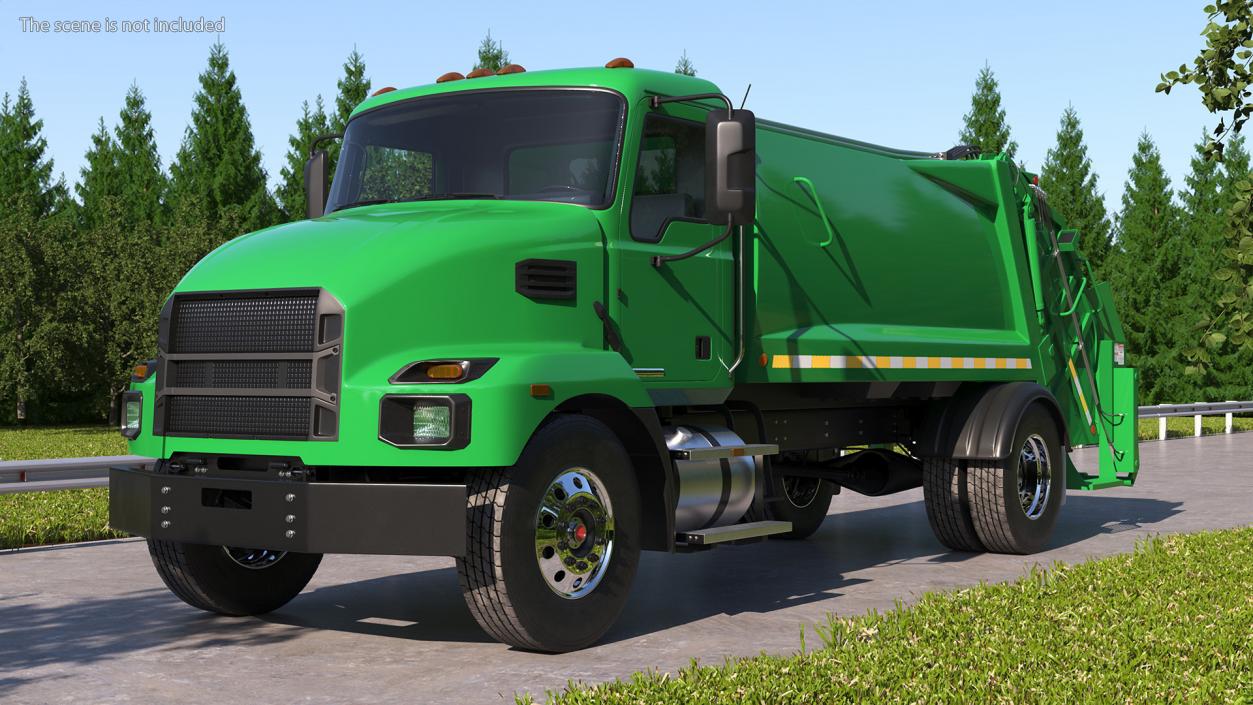 Medium-Duty Garbage Truck Rigged 3D