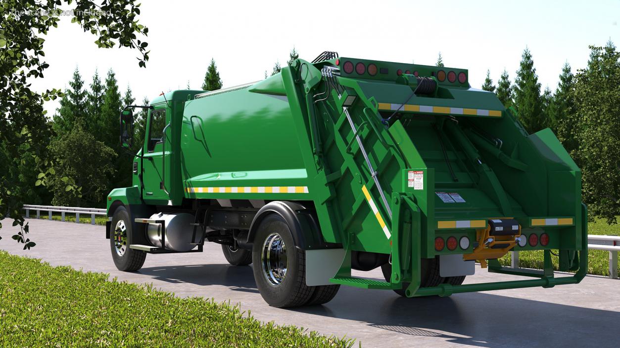 Medium-Duty Garbage Truck Rigged 3D