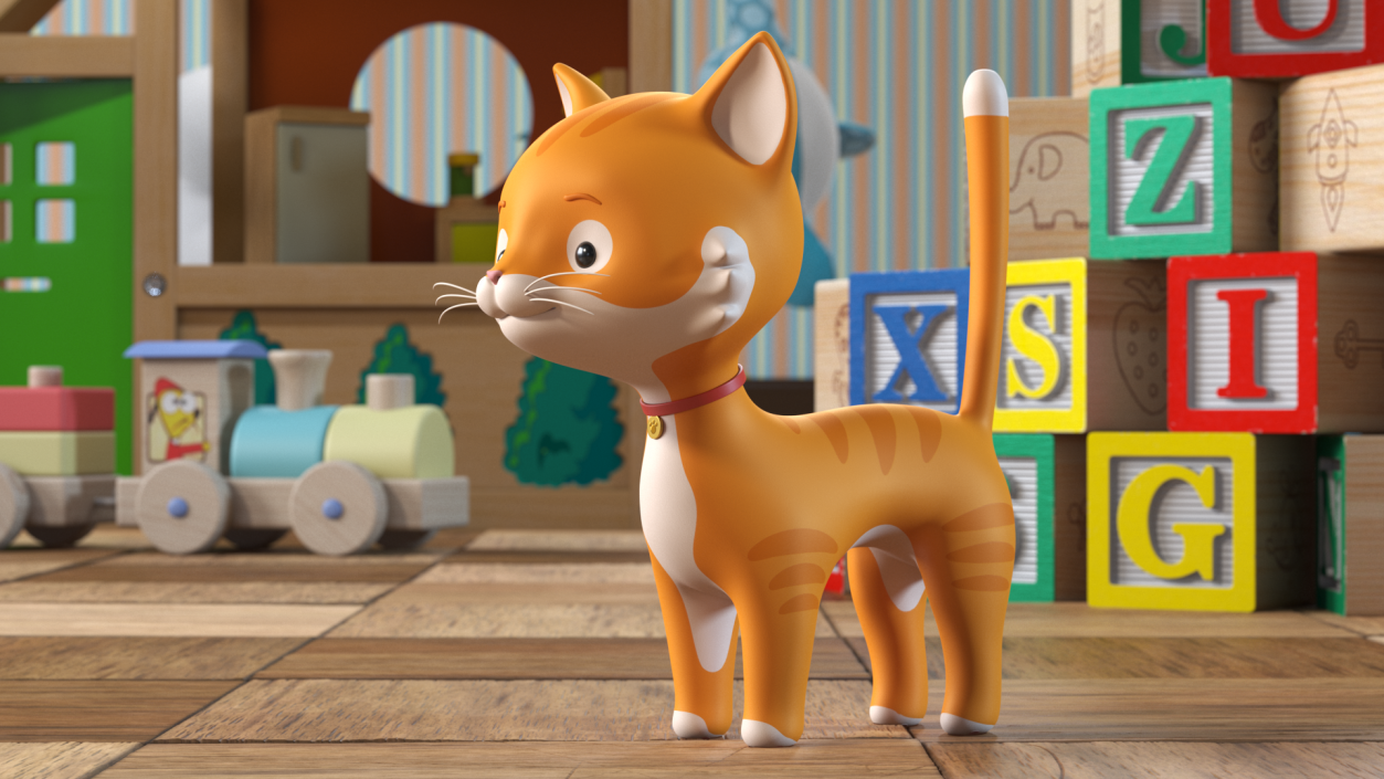 Small and Funny Cartoon Cat 3D