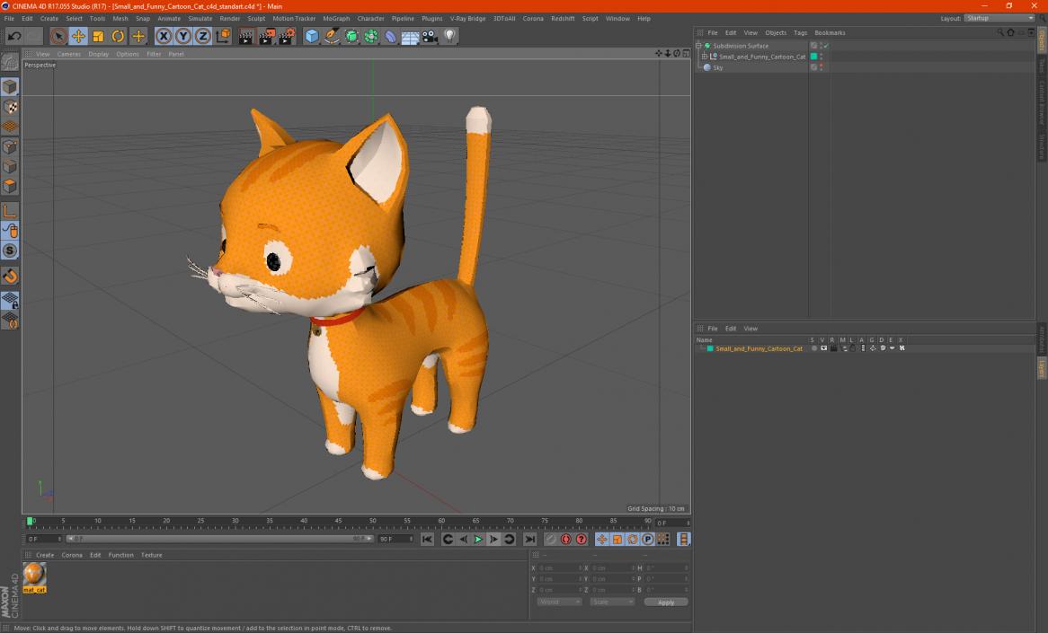 Small and Funny Cartoon Cat 3D