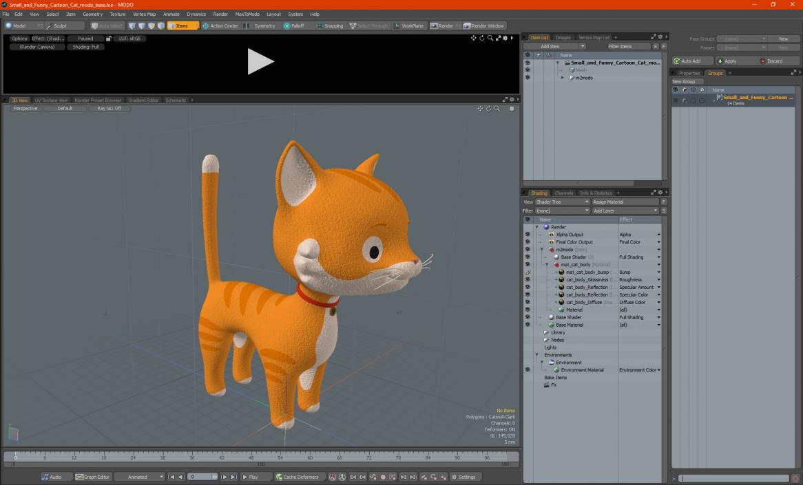 Small and Funny Cartoon Cat 3D