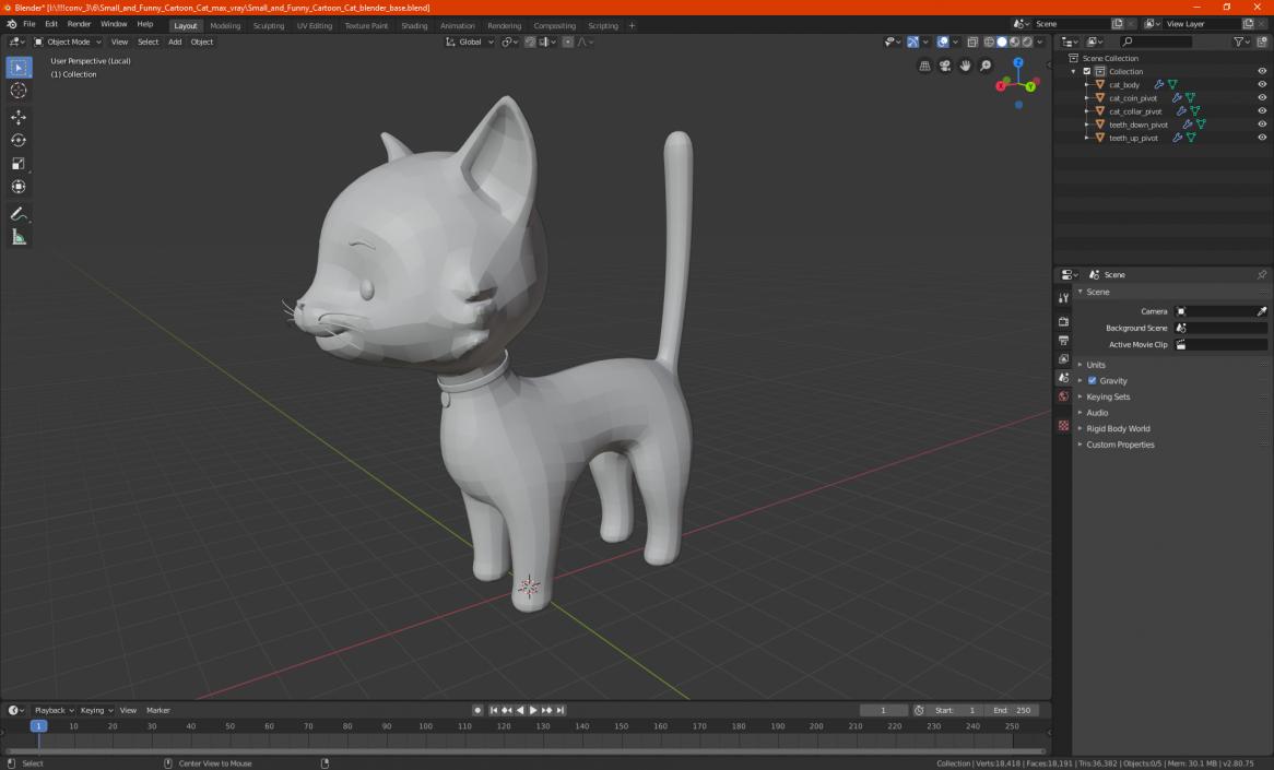 Small and Funny Cartoon Cat 3D