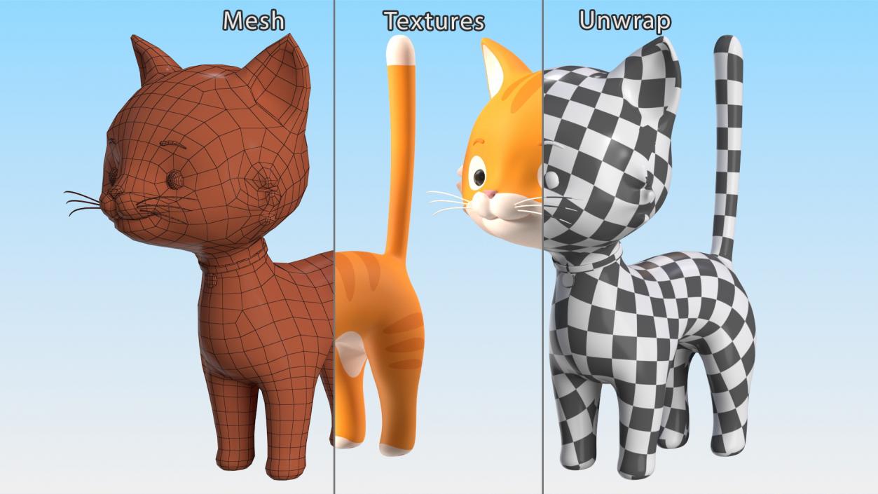 Small and Funny Cartoon Cat 3D