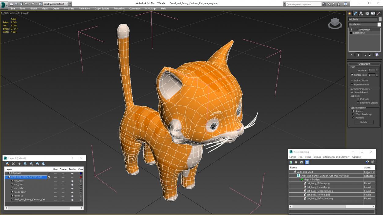 Small and Funny Cartoon Cat 3D