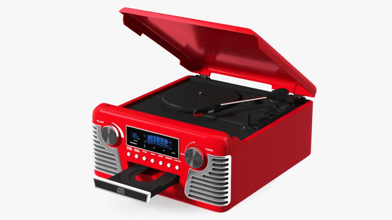 Red Retro Turntable 3D model