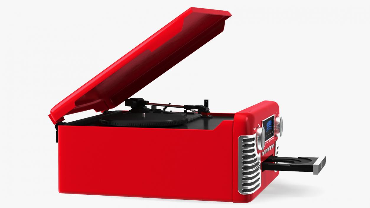 Red Retro Turntable 3D model