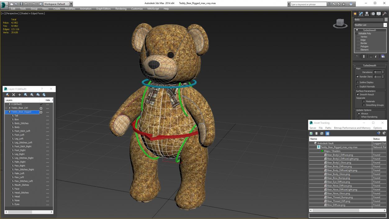 3D Teddy Bear Rigged for Cinema 4D