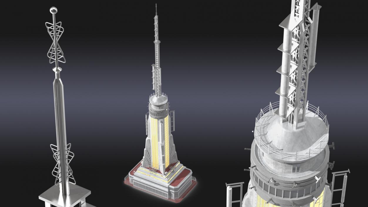 3D Empire State Building Spire Night Glow model