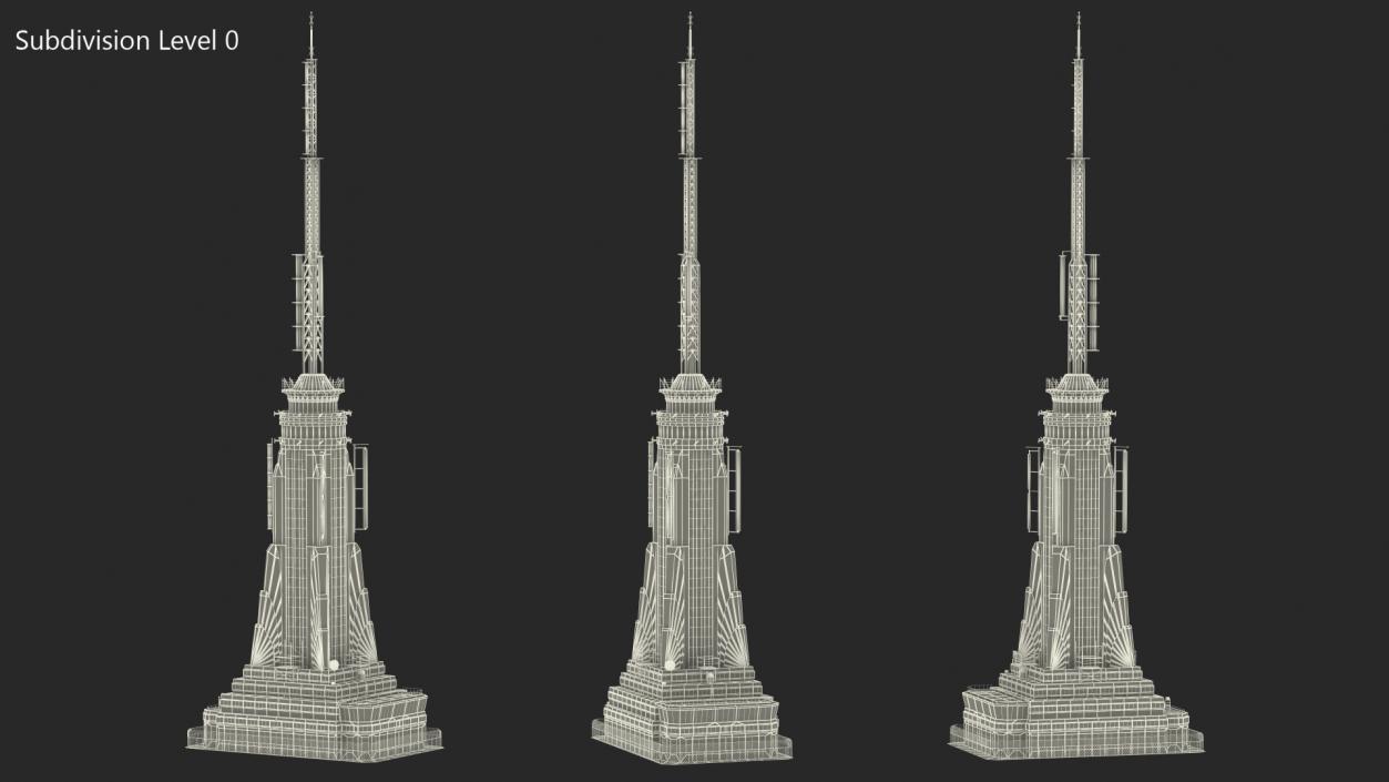 3D Empire State Building Spire Night Glow model